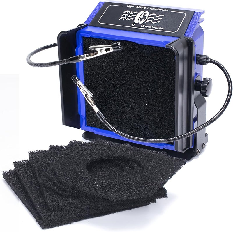 WeP 948DQ-I Fume Extractor Tool with Double Filtering, Helping Hands, Adjustable Tilt Angle, Fenders for Soldering Station, Soldering Iron with 6 Filtration Adsorbers - Image 1